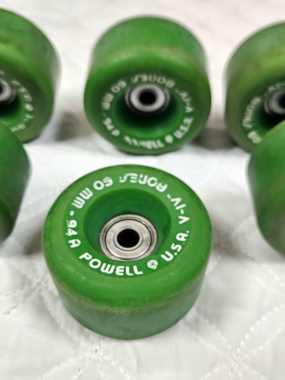 VTG Powell Bones V-IV 60mm Roller Skate Wheels Green Set of 8